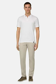 Pima Interlock Half Zip Polo, White, thumb, 2