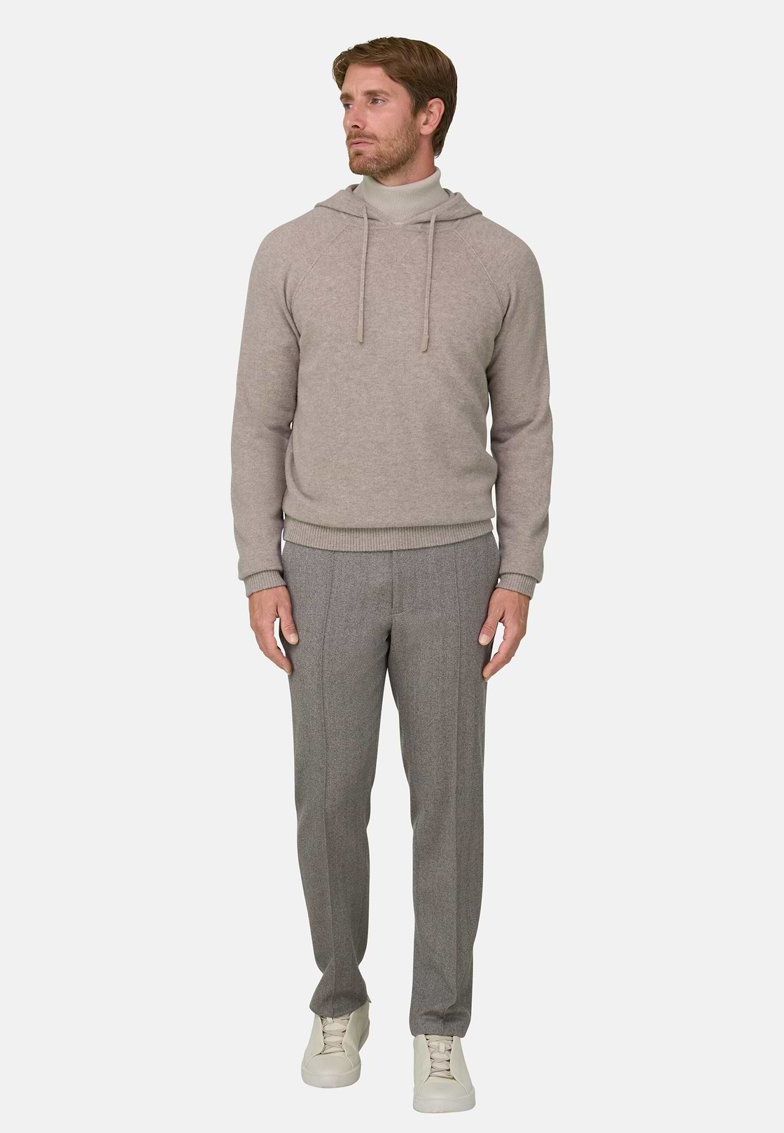 Trousers in Herringbone Flannel, Taupe, hi-res, 2