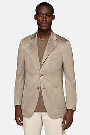 Dove Grey B Jersey Jacket in a Cotton, Cashmere And Tencel Blend, Taupe, hi-res