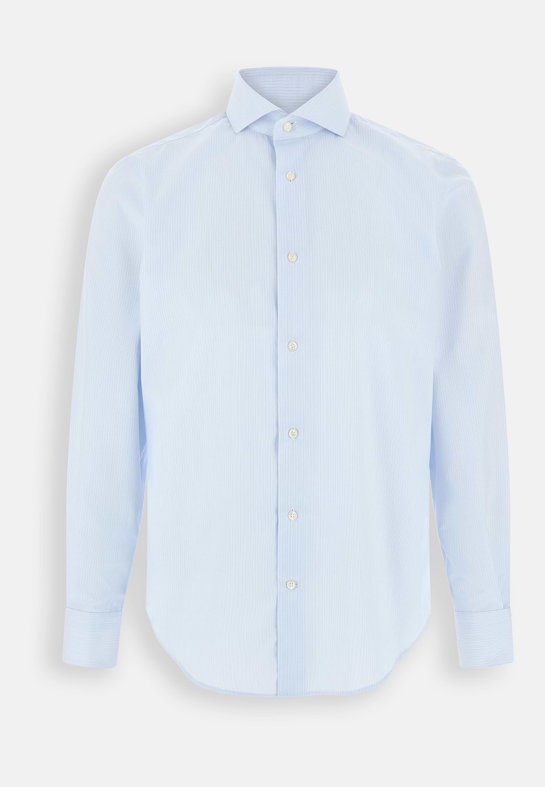 Striped Cotton Slim Fit Shirt, Light Blue, hi-res, 7