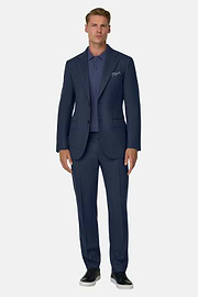 Suit Micro Patterned 100% Wool, Blue, thumb, 2