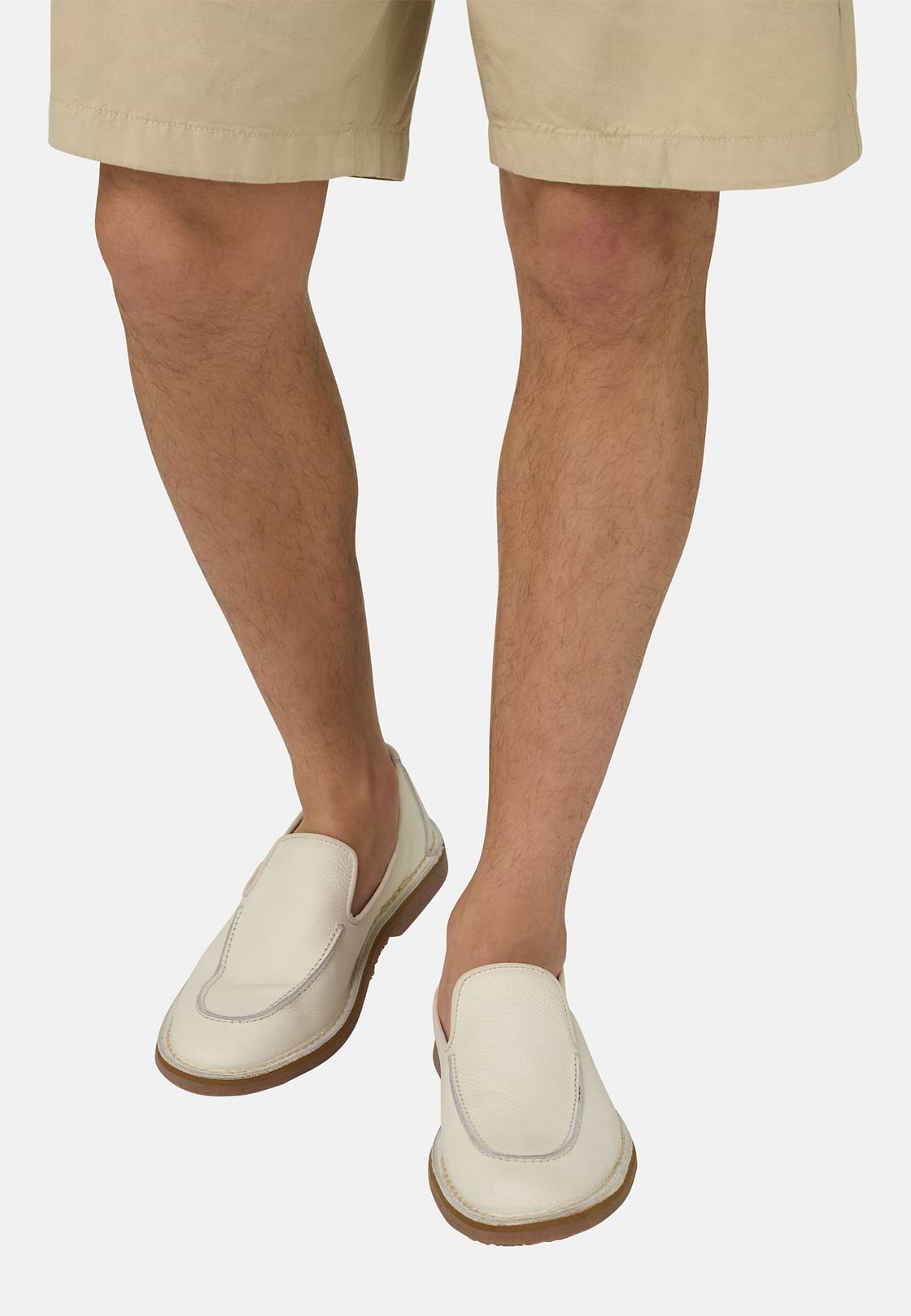 Mokasyny z pełnej skóry licowej , Cream, hi-res, 2