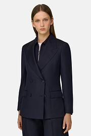 Double-Breasted Pinstripe Wool Blazer, Navy blue, thumb, 1