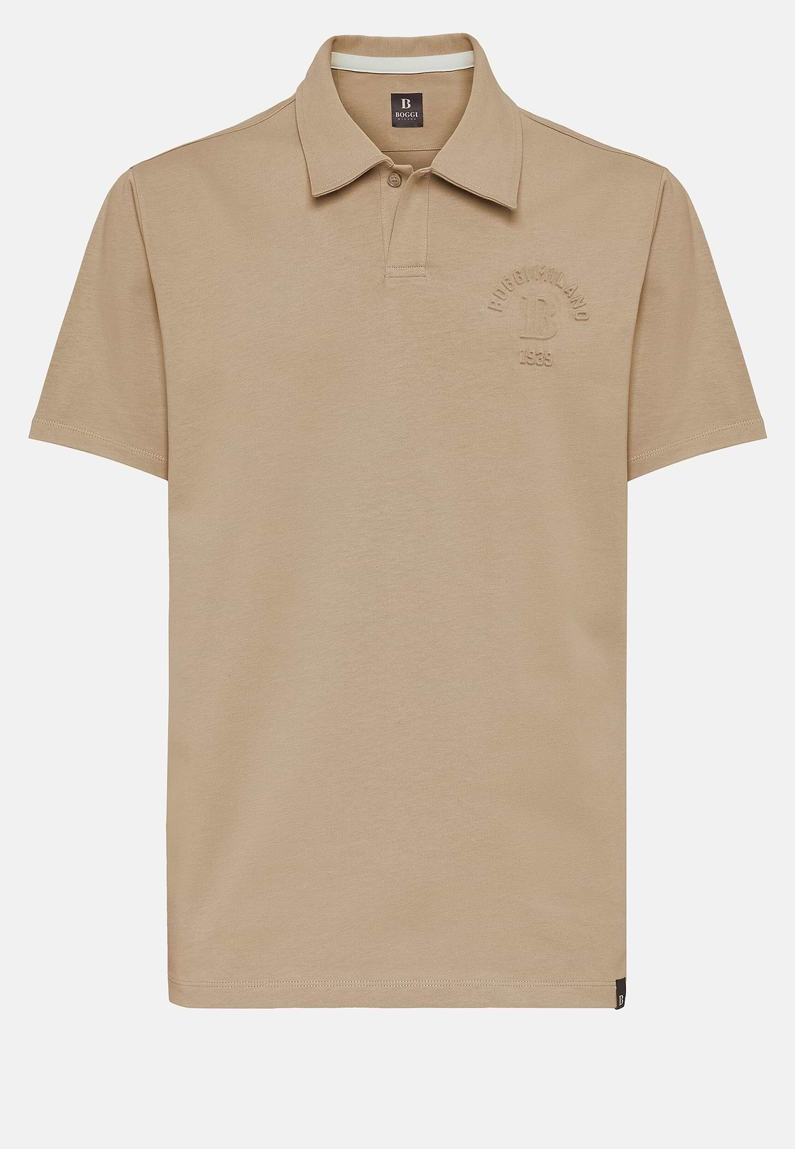 Camisola Polo Jersey Mistura de Algodão Orgânico, Beige, hi-res