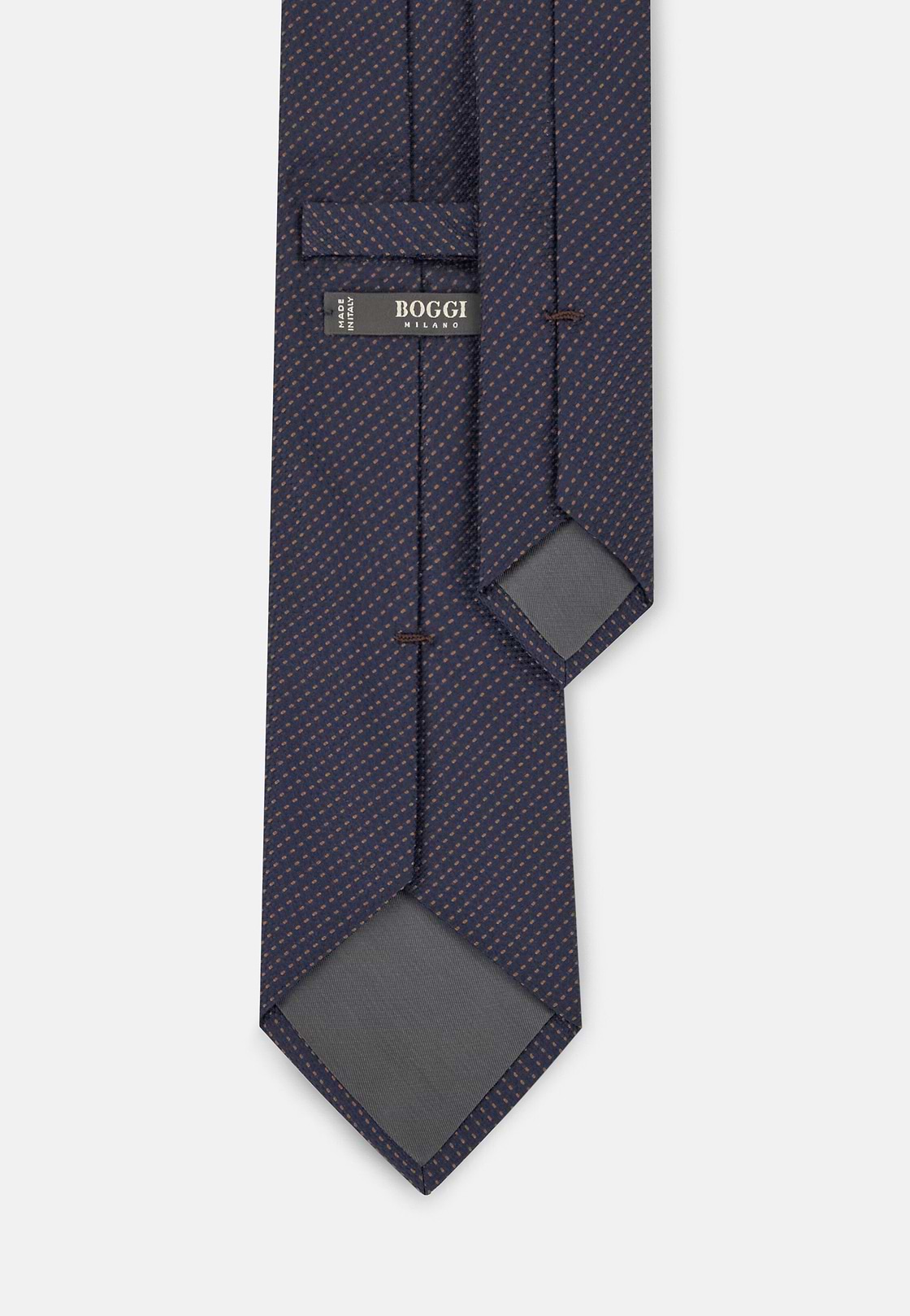 Tie Jacquard Micro Polka Dot Pattern Silk, Navy blue, hi-res, 3