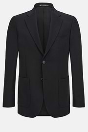 Giacca In Pura Lana Crepe, Nero, hi-res