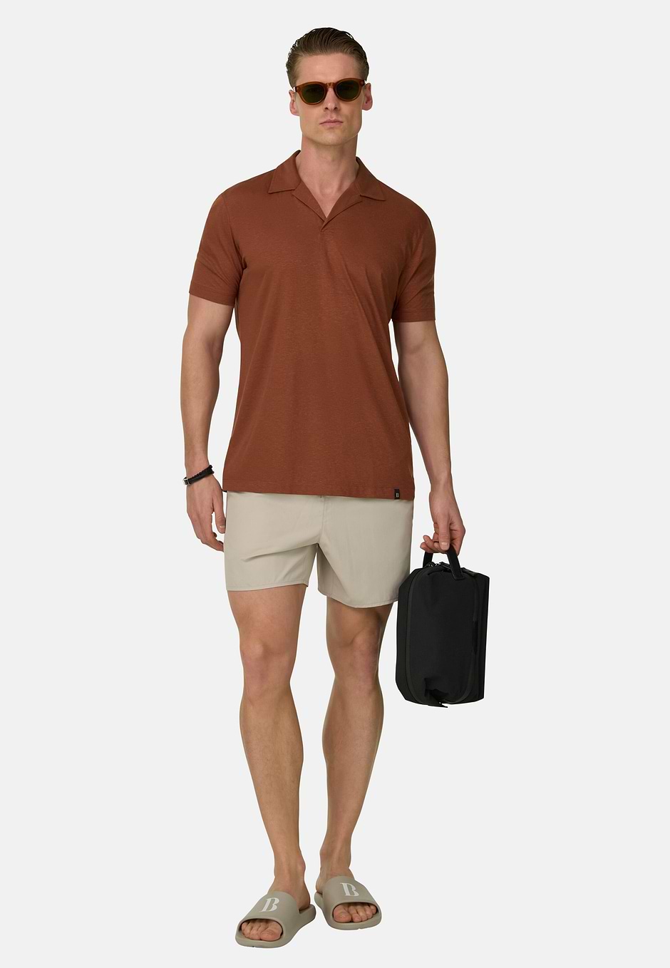 Tencel, Polyester and Linen Blend Polo Shirt, Rot, hi-res