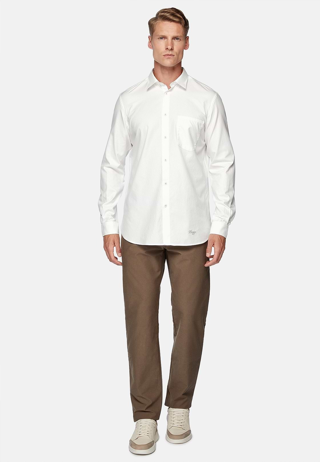 Camisa De Algodón Regular Fit, Blanco, hi-res