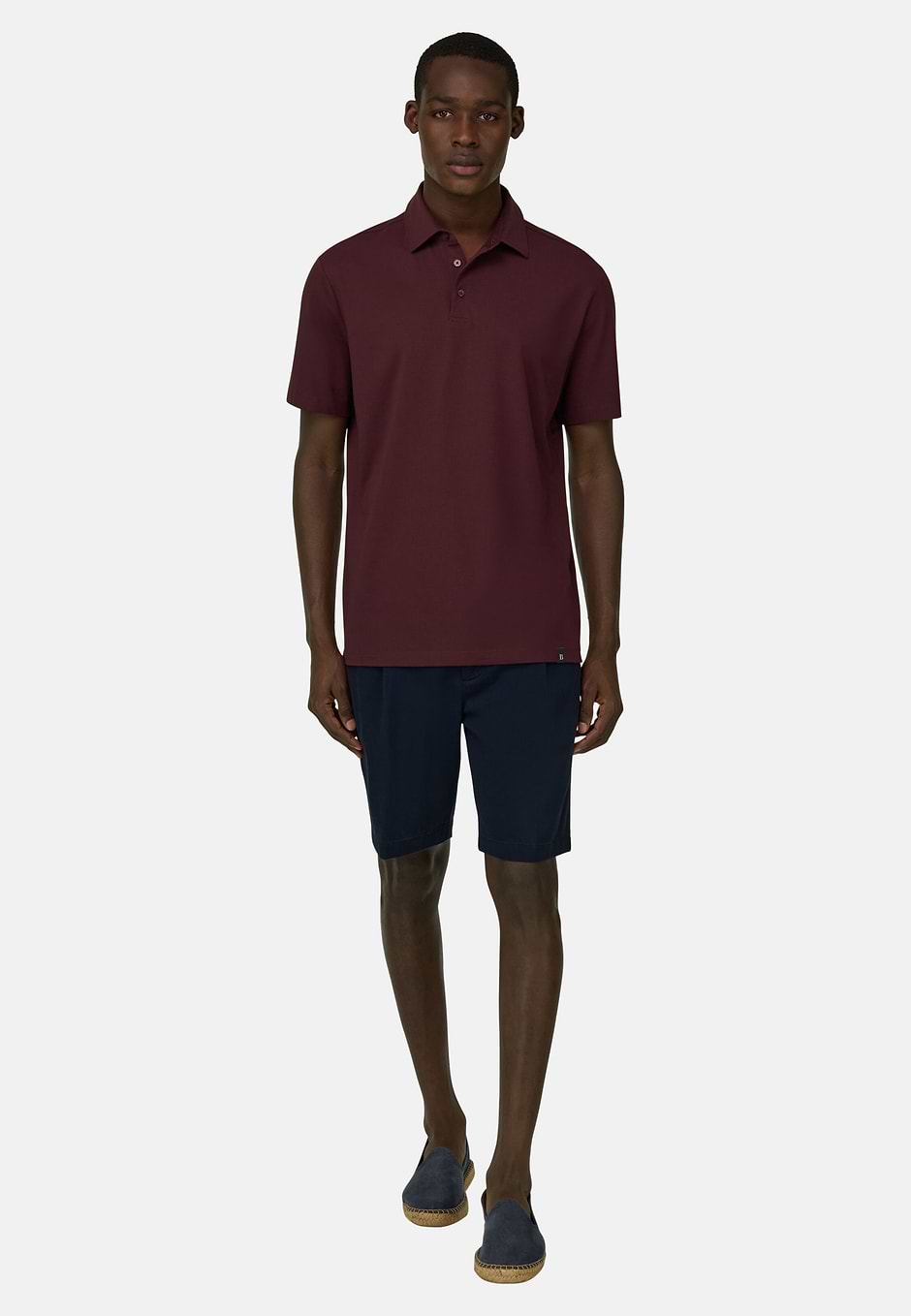 Polo Shirt In Stretch Pima Cotton, Burgundy, hi-res
