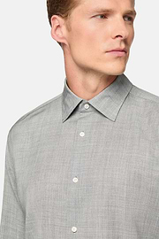 Regular Fit Wool Shirt, Grey, hi-res