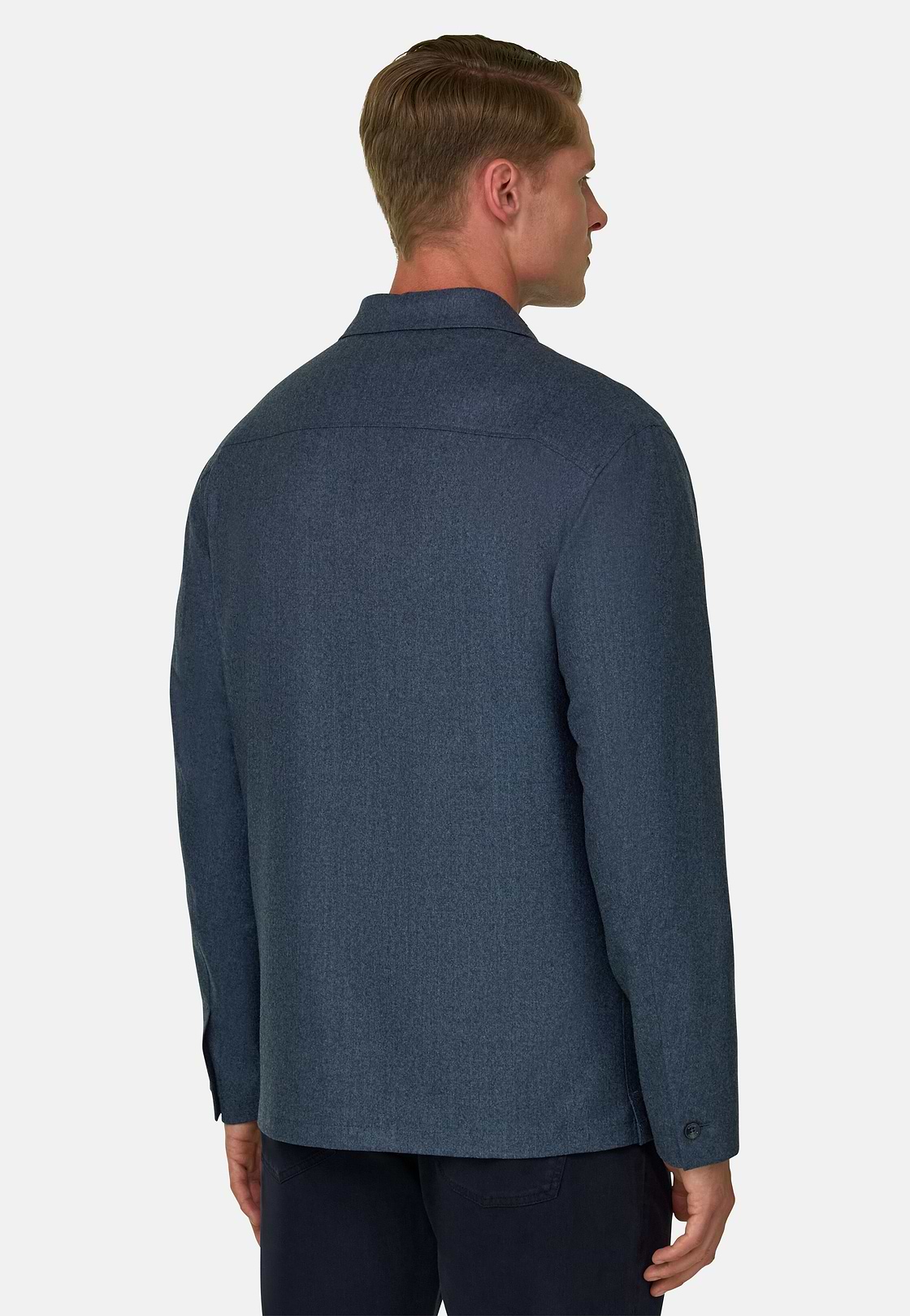 Shacket in Wool Flannel Mélange, Indigo, hi-res, 4