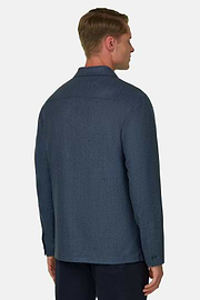 Shacket in Wool Flannel Mélange, Indigo, thumb, 4