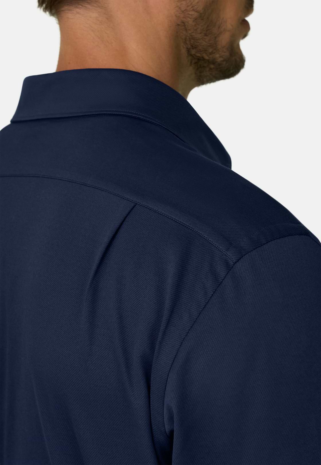 Polohemd aus japanischem Jersey-Twill Regular Fit, Navy blau, hi-res, 3