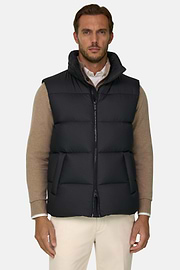 Gilet in Goose Down Technical Fabric, Black, thumb, 1