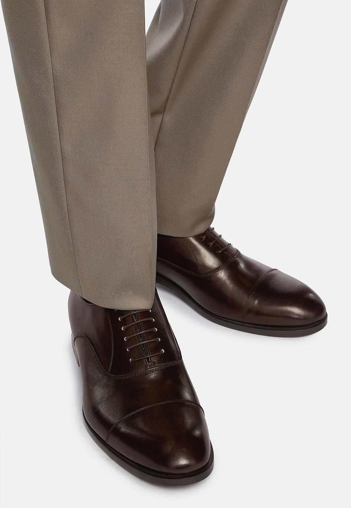 Leather Oxford Style Shoes, Brown, hi-res