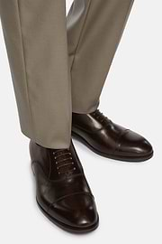 Scarpe Modello Oxford In Pelle, Marrone, hi-res