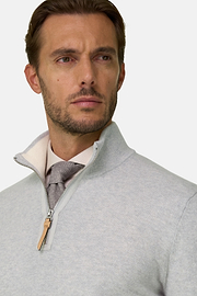 Quarter-Zip Jumper in Cashmere, Ice, thumb, 3