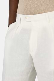 Pantalon En Pur Lin, Blanc, hi-res