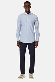 Slim Fit Stretch Nylon Shirt, Medium Blue, thumb, 1