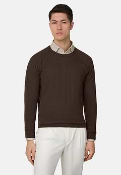 Maglia Girocollo In Cotone Seta Cashmere