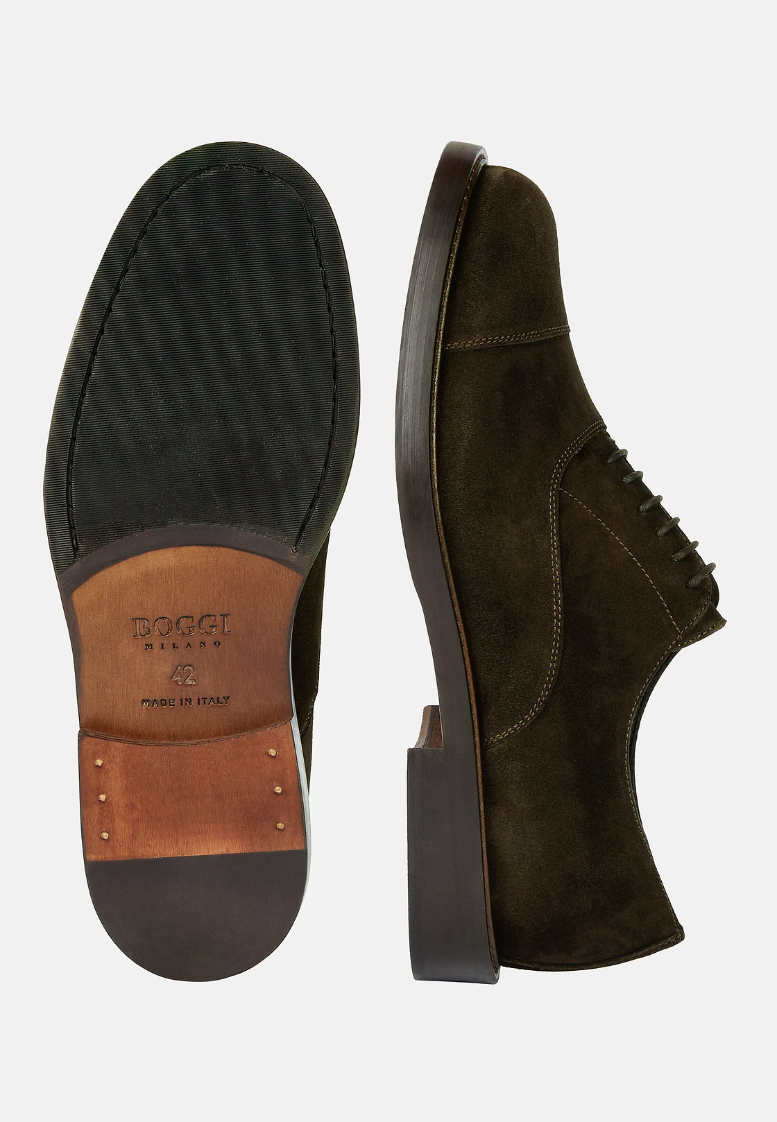 Chaussures Modèle Oxford En Daim, Marron, hi-res