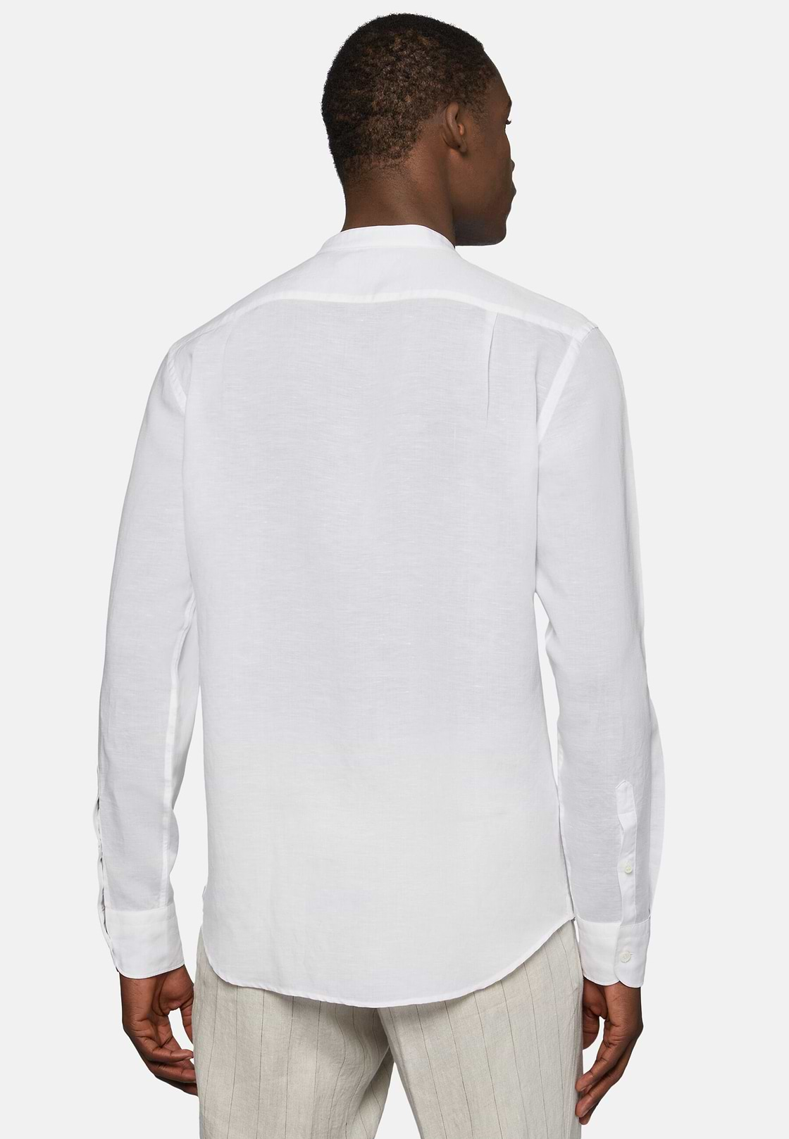 Wit regular-fit tencel linnen overhemd, White, hi-res