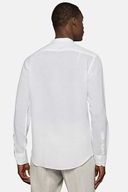 Regular Fit White Tencel Linen Shirt, White, hi-res