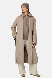 Coat in Wool Cashmere Single-Breasted, Sand, thumb, 2