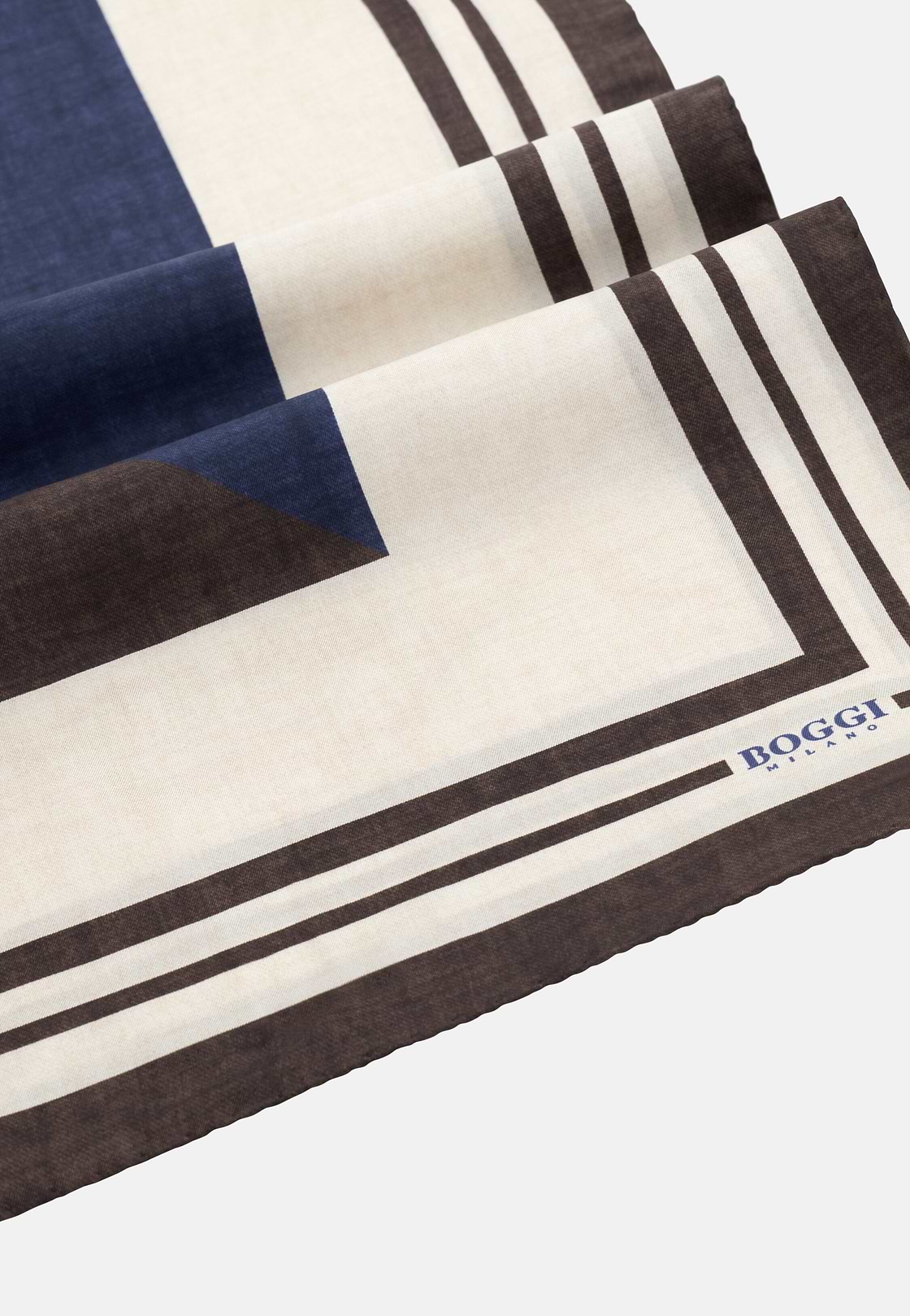 Colour Block Design Silk Bandana, Brown, hi-res, 3