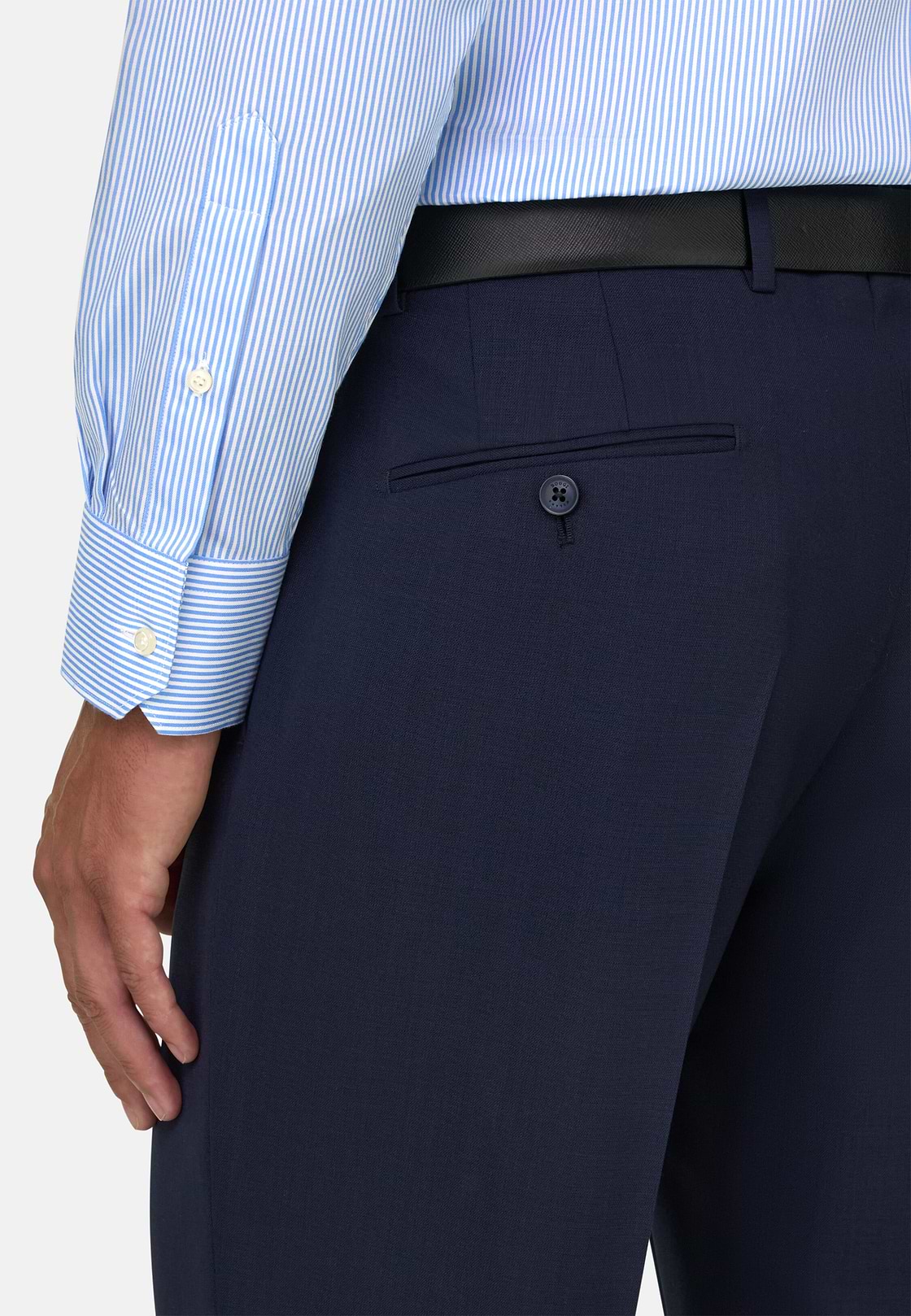 Overhemd Gestreept Twill Katoen Slim Fit, Light Blue, hi-res, 4