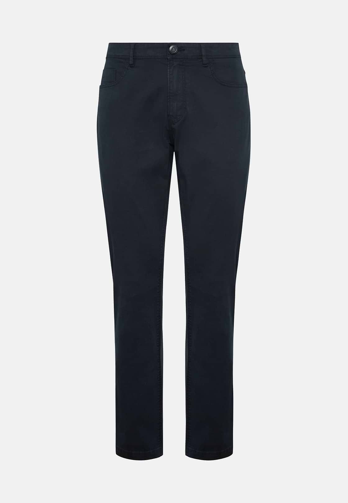 Jeans in Cotone Tencel, Navy, hi-res