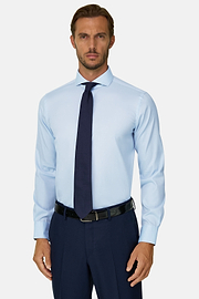 Regular Fit Pinpoint Cotton Shirt Open Collar, , thumb, 1
