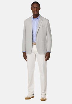 B Jersey Linen and Cotton Herringbone Jacket