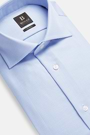 Slim Fit Houndstooth Cotton Dobby Shirt, Light Blue, hi-res