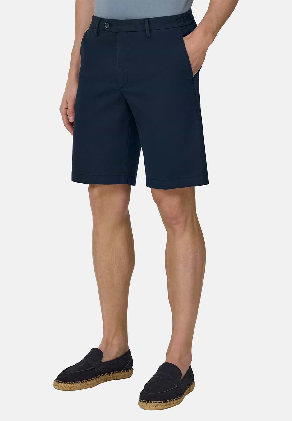 Bermudas in Stretch Cotton, Navy blue, hi-res