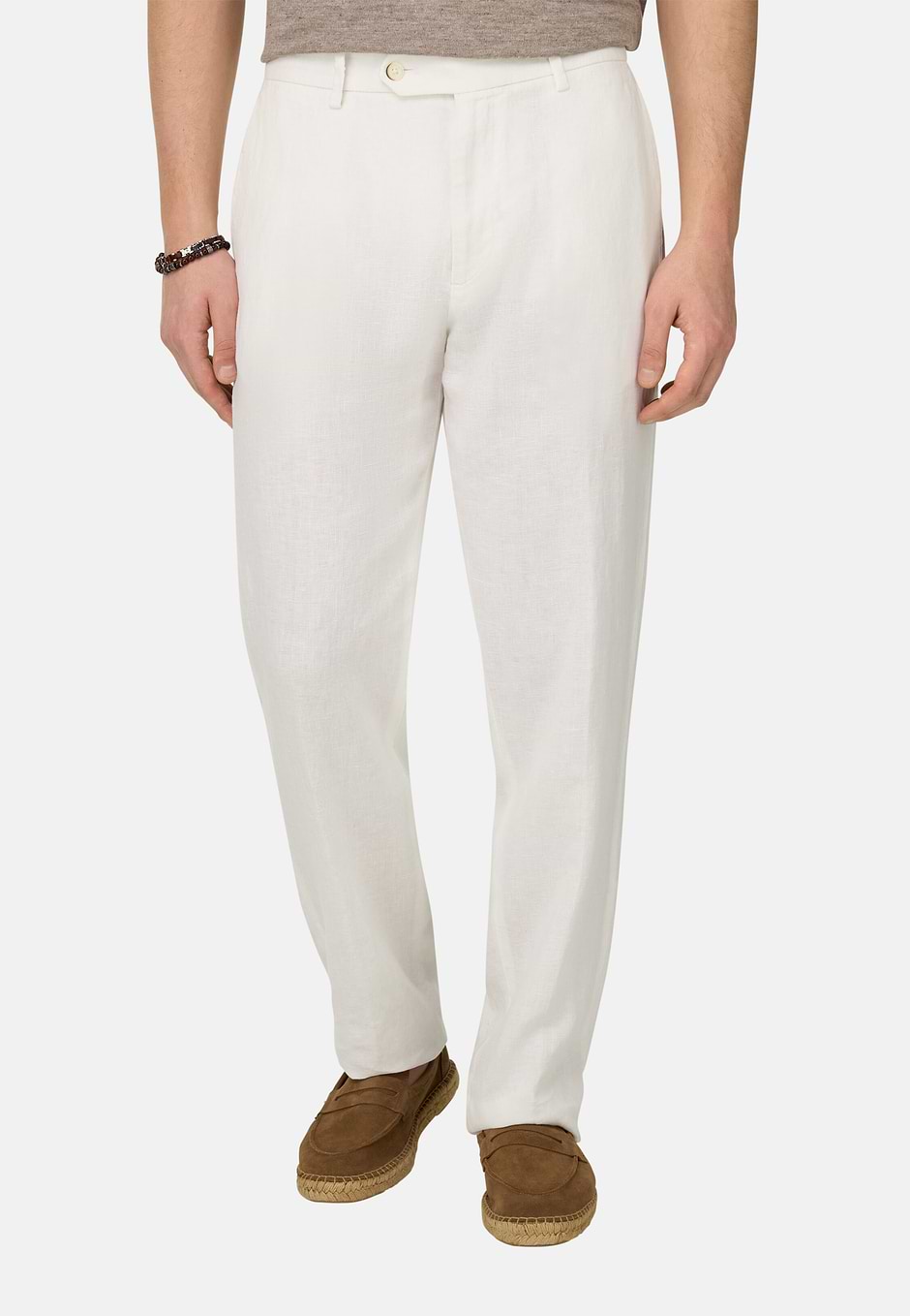 Linen Trousers, White, hi-res