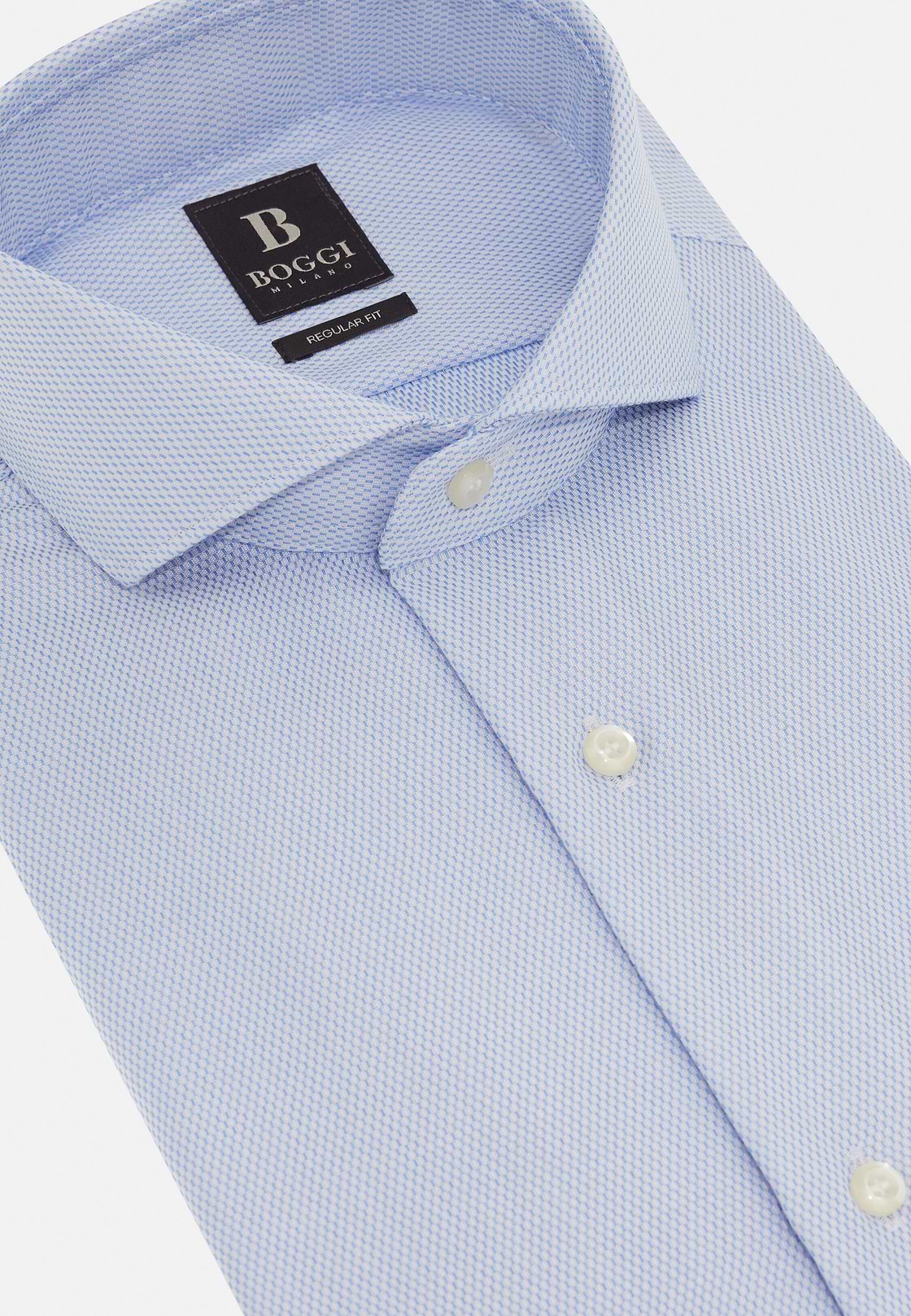 Chemise En Coton Slim Fit, Bleu clair, hi-res