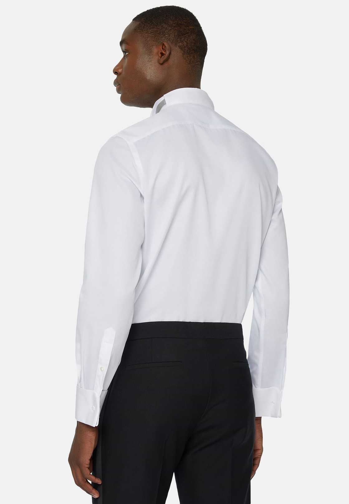 Slim fit cotton satin shirt, White, hi-res
