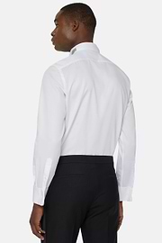 Slim fit cotton satin shirt, White, hi-res