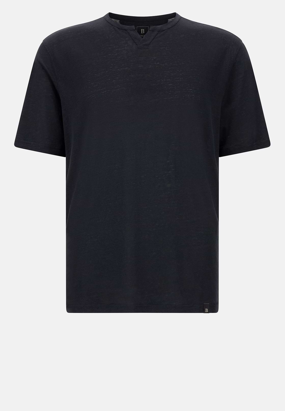 T-Shirt in Stretch Linen Jersey, DARK NAVY, hi-res