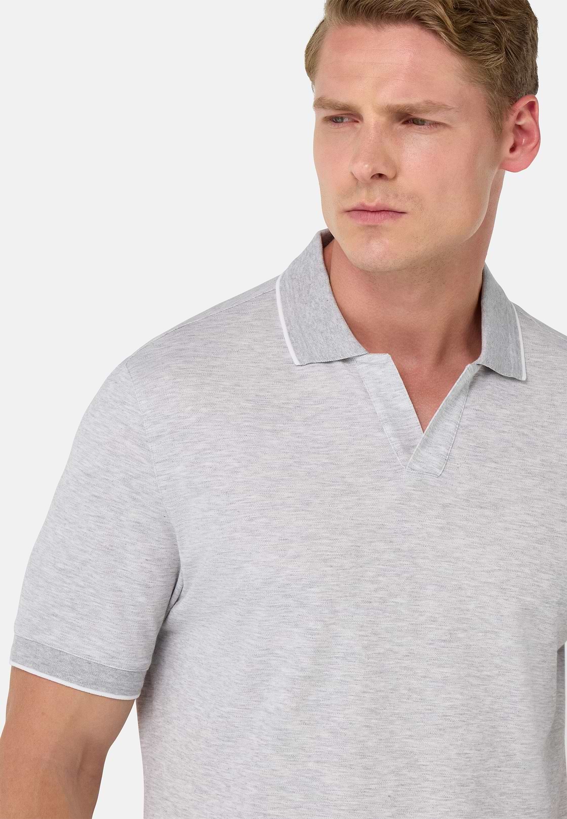 S.Cafè® High-Performance Piqué Polo Shirt, Light grey, hi-res