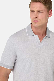 S.Cafè® High-Performance Piqué Polo Shirt, Light grey, hi-res