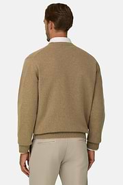 Crew Neck Jumper in Wool Blend, Beige, thumb, 4