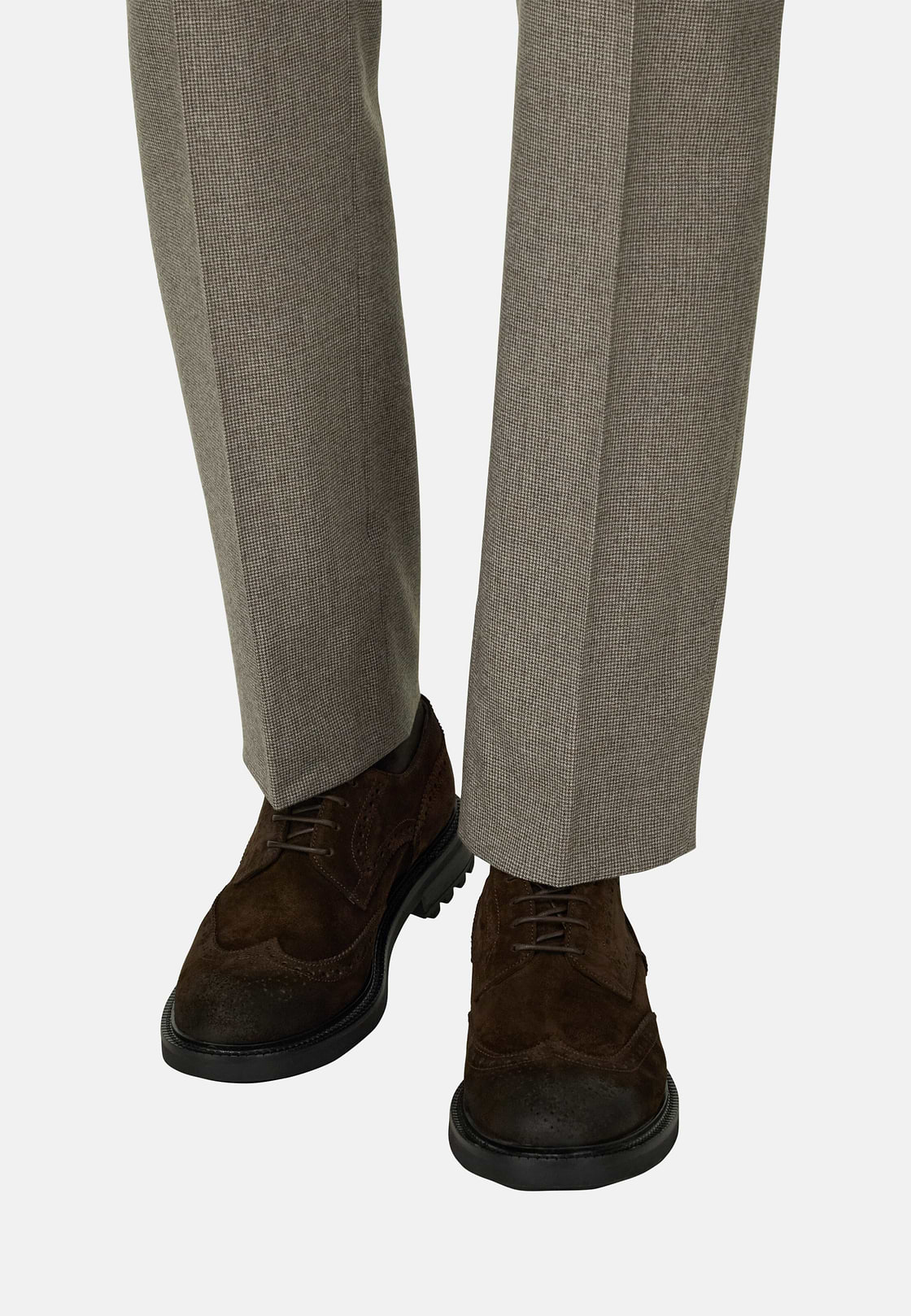 Derby Shoes in Suede Leather, Dark brown, hi-res, 2