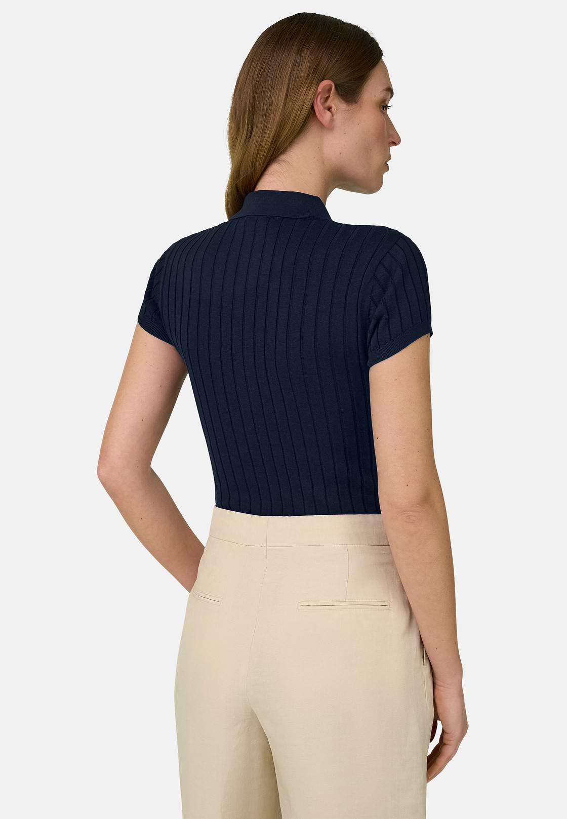 Polo Di Maglia In Cotone Seta, Navy, hi-res, 3
