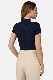 Polo Di Maglia In Cotone Seta, Navy, thumb, 3