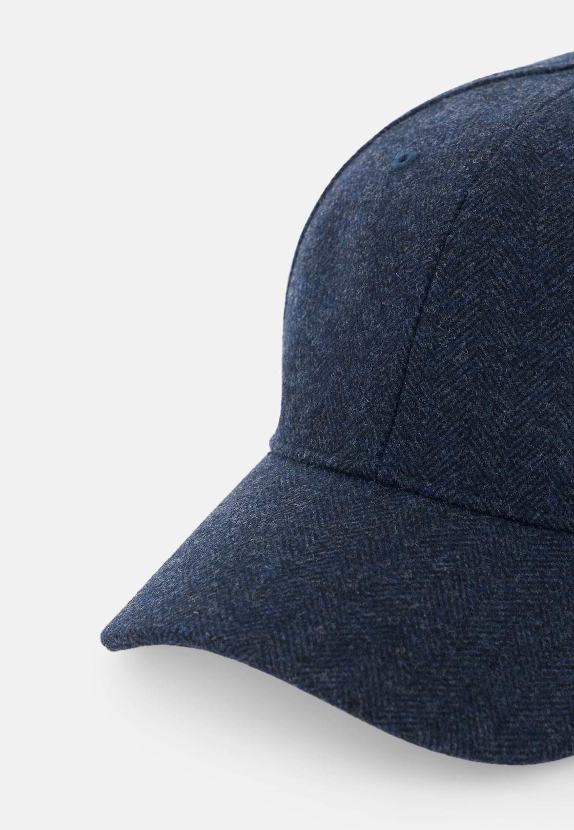 Peaked Cap in Wool Blend Herringbone, Navy blue, hi-res, 2