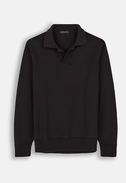 Polo z Dzianiny z Wełny Merino Extrafine, Brown, hi-res