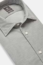 Camicia In Velluto Di Cotone Regular Fit, Grigio, hi-res