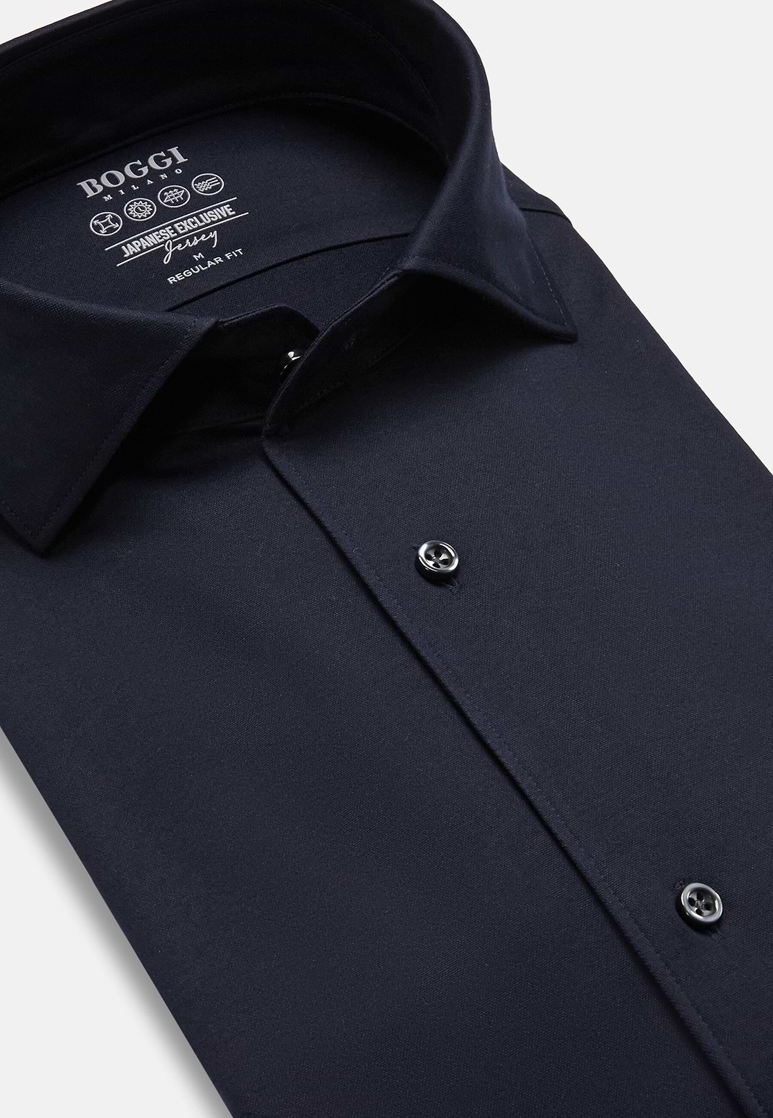 Camisa estilo polo de punto japonés regular fit, AZUL MARINO OSCURO, hi-res